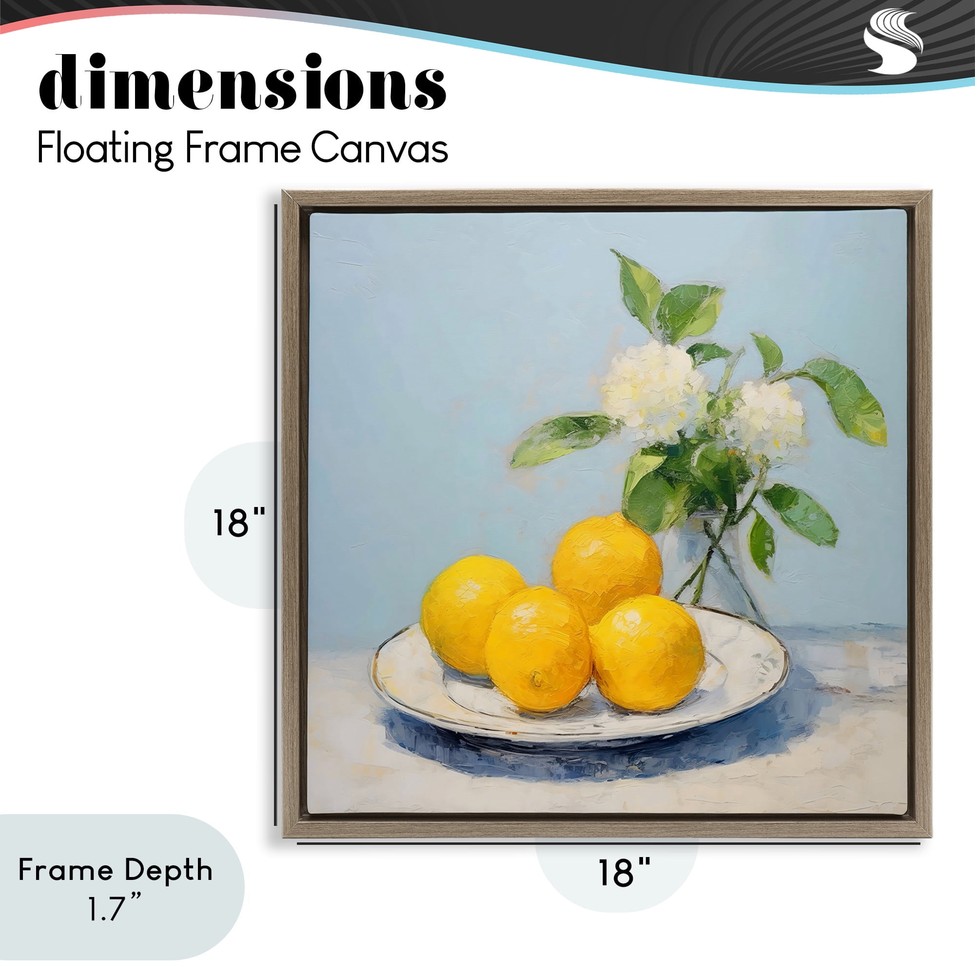 Stupell Industries Vase of Flowers and Lemons Brown Framed Floater Canvas Wall Art, design by Creative Studio