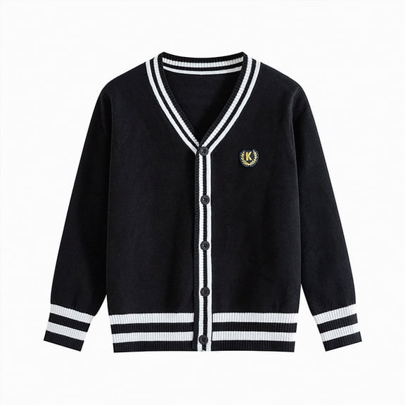 HCNTES Girls Long Sleeve Cardigan Sweater Girls Button Closure Knitted Cable Cardigan(13-15 Years,Black#&1)