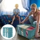 thumbnail image 3 of Bolsa grande de almacenamiento para ropa y ropa de cama - Organizador plegable de armario con ventana transparente, 61x33x31cm, gris o azul, 1-pack, 3 of 4