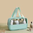 thumbnail image 1 of Transparent Square Bag Large Capacity Cosmetic Cases Travel Storage Bag Travel Organizer Cosmetic Pouch PU Storage Bag PVC Cosmetic Bag Makeup Bags Storage Toiletry Bag LIGHT BLUE M, 1 of 8