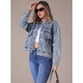 thumbnail image 3 of DARING DIVA Women's Button Down Cargo Denim Western Outfits S Gray Blue, 3 of 7