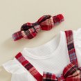 thumbnail image 6 of Cjfdfy Newborn Baby Girl Christmas Fall Clothes Set Christmas Plaid Striped Ruffle Long Sleeve Ribbed Jumpsuit Bow Headband Infant Cute Christmas Fall Winter Outfit 0-18 Months, 6 of 9