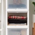 thumbnail image 3 of IRIS USA 42 Qt. Stackable Storage System for Clothes, Large, 4 Pack, Plastic Dresser Chest with Flip-Up Door, Great for Closet, Home, Office, Bedroom and Nursery, White, 3 of 7