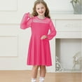 thumbnail image 4 of Glisme Girls Dresses Lace Long Sleeve Solid Color Cute Dress Hot Pink Sundress Size 14 -15, 4 of 9