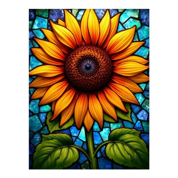 Diamond Art Kit for Adults, Sunflower Stained Glass Art Diamond Painting for Adults Beginners, DIY Diamond Art Painting Kits, 5D Diamond Painting Crafts for Home Decor 12x16 Frameless