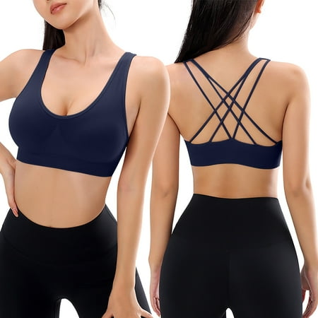 Clearance! Weikingp Bras for Women Women S Solid Color Thin Belt Thin Elastic Casual Bottom Bra Yoga Underwear Plus Size Lingerie Sports Bras for Women Blue S