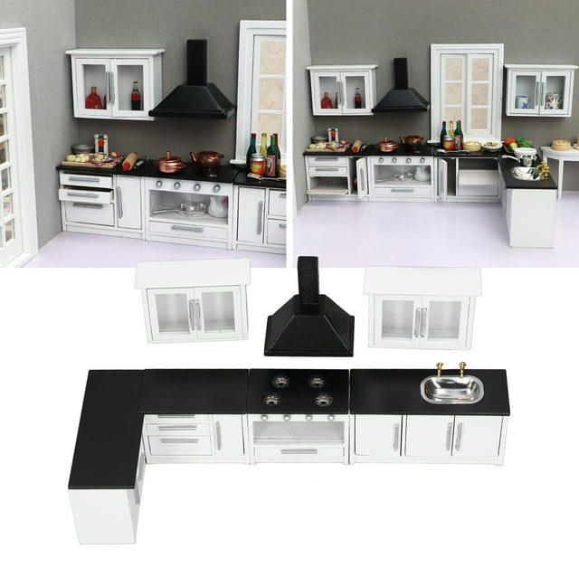 Mini Mani Dollhouse Kitchen Gabinet, Dollhouse Kitchen Gabinete Amplio Amplio Simulación Simulación de la Vida Vida Real para la la Sala de Estar Para La Sala de Estar