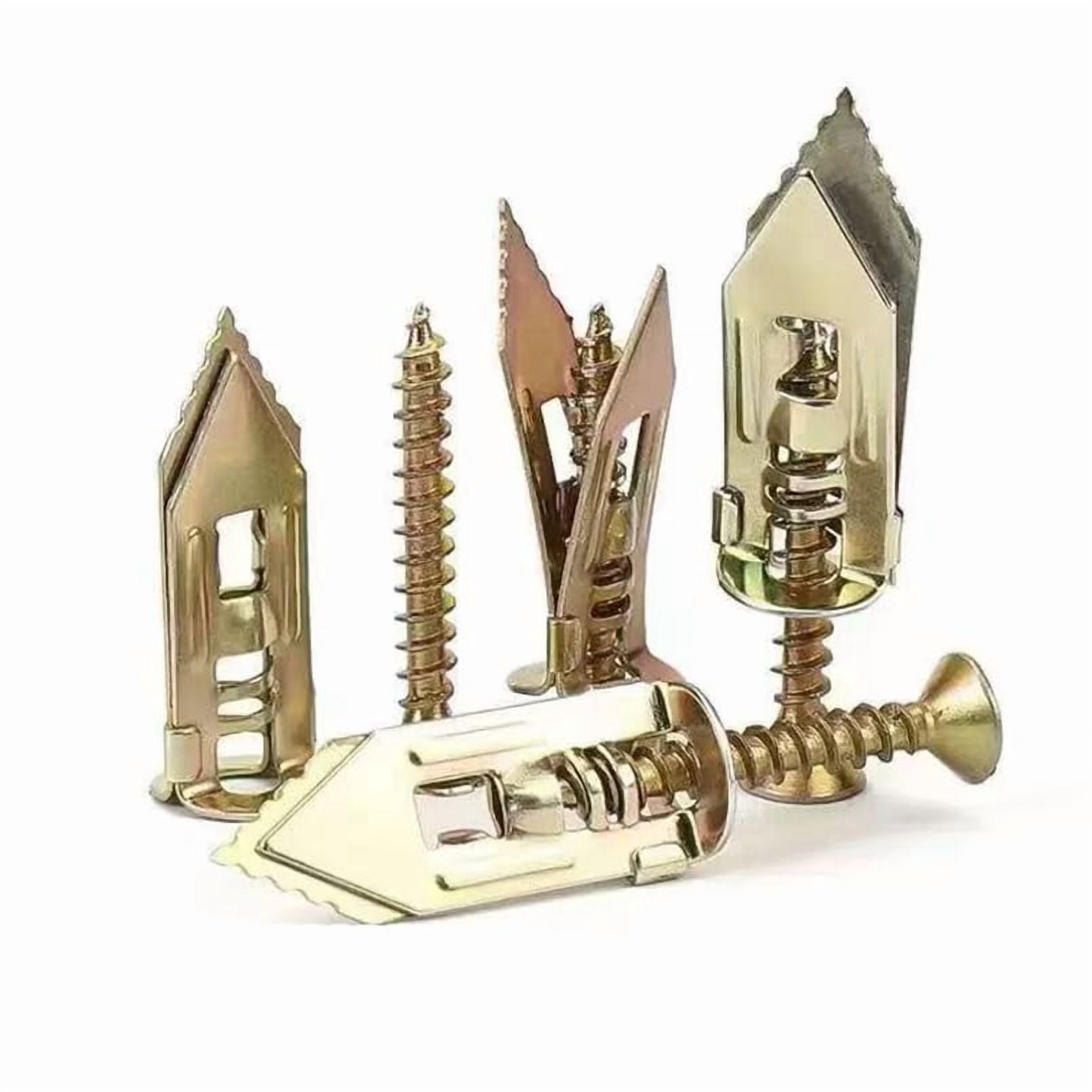 120pcs Self Drilling Drywall Anchors with Screws Kit, Zinc Plated Steel Ancors and Screws for Heavy Duty Cabinets, Shelves, Furniture, No Need to Drill Holes in Wall (3 Sizes)