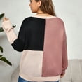 thumbnail image 5 of Qulqfy Knit Womens Sweater Cozy Plus Size Pink Pullover Long Sleeve Crew Neck Color Block Shirts Fall Sweaters for Women XXL, 5 of 5