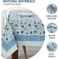 thumbnail image 6 of Steel Blue 60x90 Inches Rectangle 100% Cotton Hand Block Print Tablecloth Washable Halloween Thanksgiving/Christmas Parties/Wedding Use,Fall décor Farmhouse Dining Dinner Tablecloth, 6 of 6