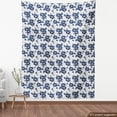 thumbnail image 3 of Ambesonne Hawaii Fabric by the Yard Upholstery, Monochrome Flower Art, 10 Yards, Navy Blue White, 3 of 4
