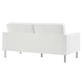 thumbnail image 3 of Modway Loft Tufted Vegan Leather Upholstered Living Room Loveseat in Silver White, 3 of 8