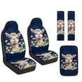 thumbnail image 7 of Xoenoiee Alpaca Daisy Flower Star Print 5 Pieces PU Leather Car Seat Covers Set with Seat Belt Pads & Center Console Cover, Universal Fit Waterproof Auto Interior Accessories for SUV Truck Sedan Van, 7 of 7