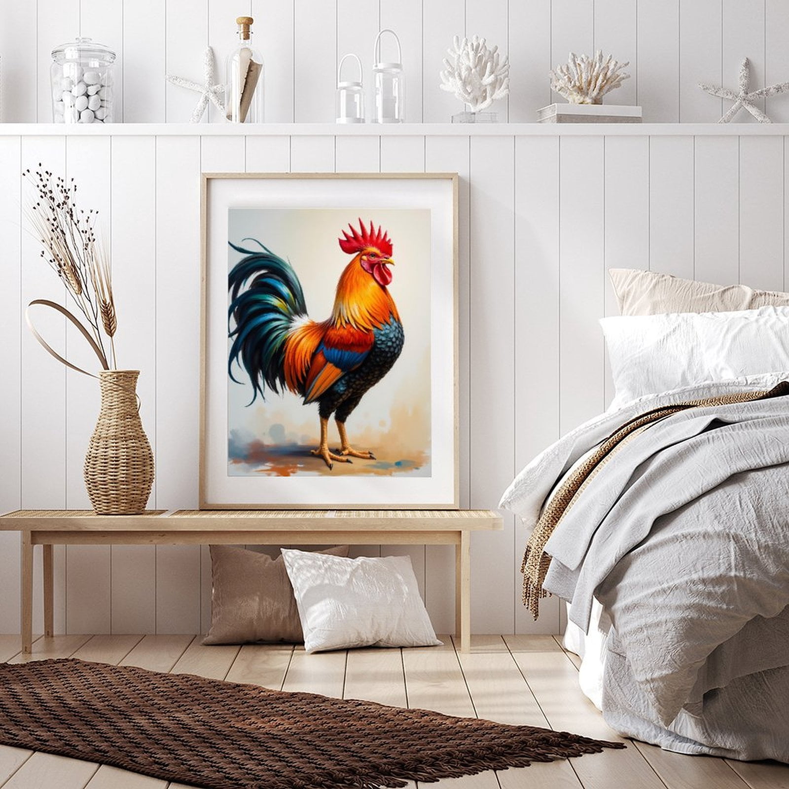 Diamond Art Kit for Adults, Vibrant Colorful Rooster Painting Diamond Painting for Adults Beginners, 5D DIY Diamond Art Painting Kits, Colorful Diamond Painting Craft for Home Decor 12x16