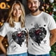 thumbnail image 3 of T-Shirts for Men, Japanese Cartoon Girl Crew Neck Cotton T-Shirt Men's Short Sleeve Black Plaid Love, 3 of 8