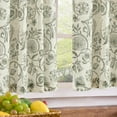 thumbnail image 3 of Small Window Curtains 36 Inch Linen Floral Curtain Set for Kitchen Bathroom Cafe Curtains Light Filtering Window Treatment Farmhouse Cottagecore Back Tab Drapes 2 Panels Green on Beige, 3 of 6