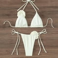 thumbnail image 3 of TNOBHG Sexy Backless Tankini Swimsuit 2 Pcs/set Women Bikini Set Off Shoulder Lace-up Halter Neck Fake Flower Decor Color Matching Patchwork Soft Detachable, 3 of 8