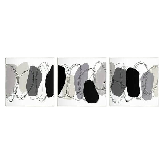 Stupell Industries Abstract Grey Pebbles Abstract Painting Unframed Art Print Wall Art, 12 x 12, Set of 3