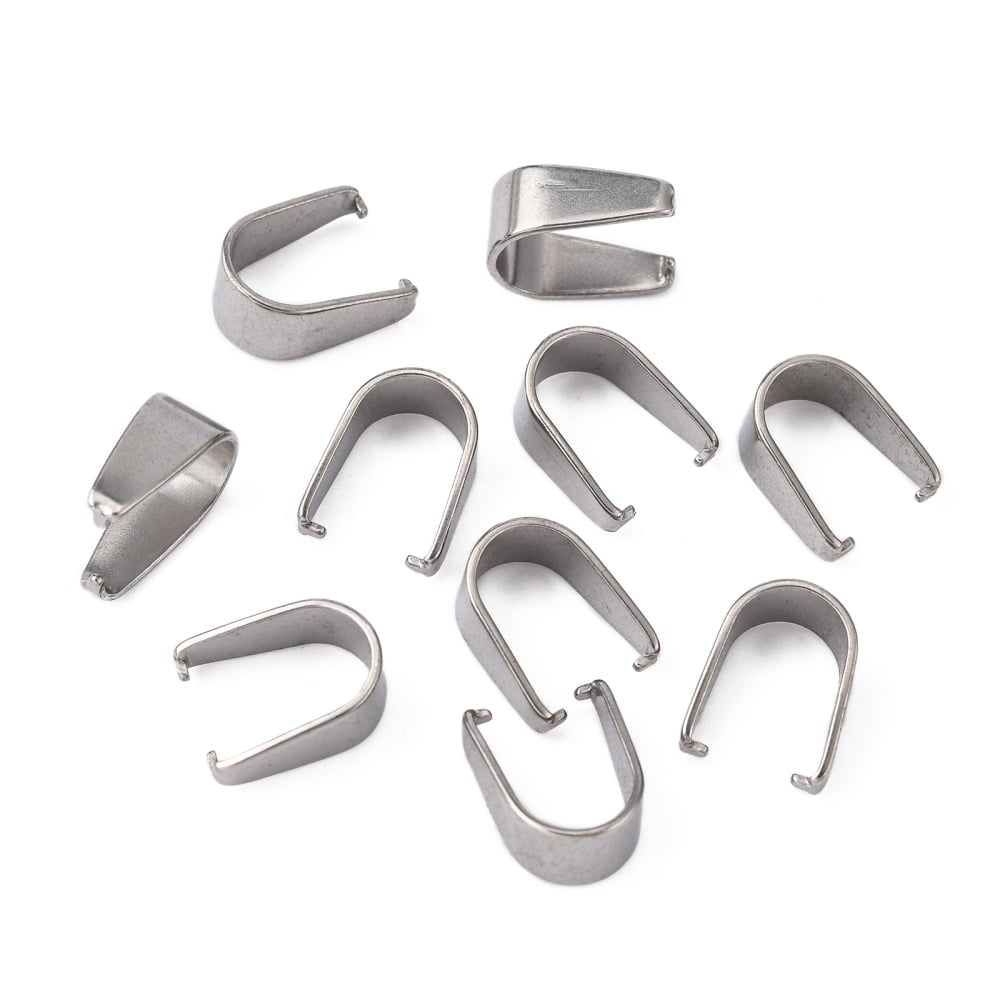 Tarnish Resistant 201 Stainless Steel Snap On Bails Stainless Steel color 13x9x6mm Pin: 1.2mm
