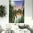 thumbnail image 3 of Jurassic Tapestry, Dinosaur in the Jungle Trees Forest Nature Woods Scary Predator Violence, Wall Hanging for Bedroom Living Room Dorm Decor, 60W X 80L Inches, Green Blue Peach, by Ambesonne, 3 of 5