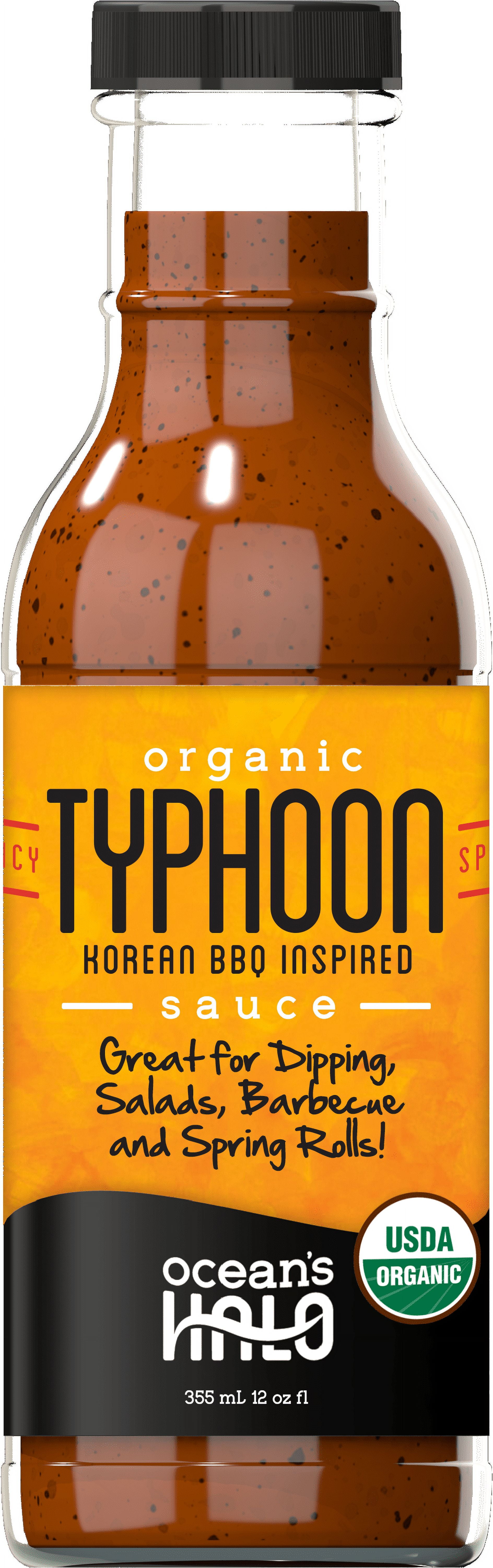 (2 pack) Ocean's Halo Organic Typhoon Spicy Korean BBQ Sauce, Vegan, Soy-Free, 12 oz Bottle