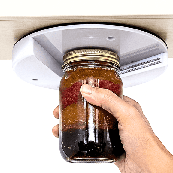 Under-Cabinet Jar Opener – Easy-Use Lid and Bottle Opener for Seniors and Weak Hands – Arthritis-Friendly Kitchen Tool, White, 7-Inch