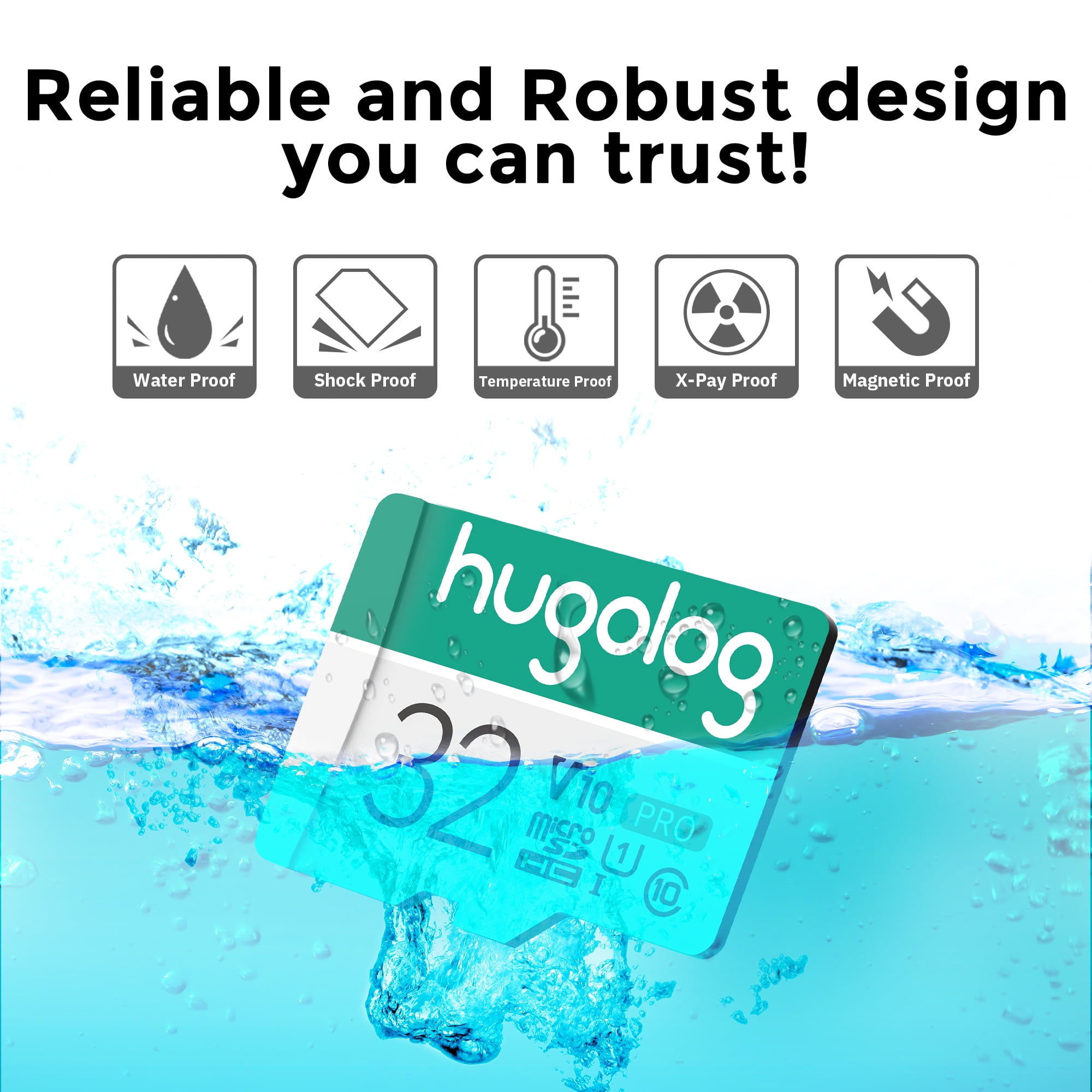 Hugolog 3 packs 32GB Micro SD Card, Micro SDXC UHS-I Memory Card – 95MB/S,633X,U3,C10, Full HD Video V30, A1, FAT32, High Speed Flash TF Card P500 for Phone/Tablet/PC