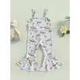 thumbnail image 2 of Suealasg Kids Baby Girls Outfits Western Romper Pants Sleeveless Bull Head Floral Print Long Jumpsuit Bell-Bottoms Pants Toddle Girls Summer Clothes 6M-4T, 2 of 9