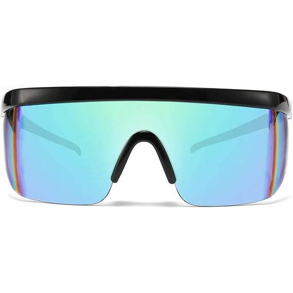 FEISEDY Oversized Mirror Shield Sport Sunglasses Flat Top One Piece Futuristic Men Women B2522