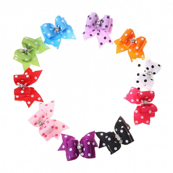 GASTROPOD 10pcs Dogs Hair Accessories Adorable Puppies Hair Bows Non Slip Grooming Pet Bowknot Bright Color for Small Medium Cat Dogs