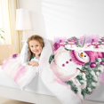 thumbnail image 4 of Manfei Kawaii Pink Snowman Full Size Comforter Sets for Kids, Merry Christmas Bedding Comforter Set, Cartoon Dots Xmas Tree Reversible Bedding Sets, Super Cozy Room Decor, 3-Piece, 4 of 8