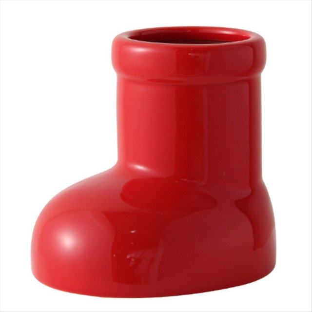 Jarrón de Cerámica con Forma de Bota y Zapato, Portalápices de , para Mesa, para Ikebana, Decoración del Hogar, Color Rojo.