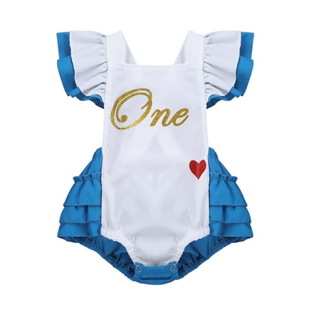 

DPOIS Infant Baby Girls Romper First Birthday Bodysuit Princess Tutu Ruffles Dresses Party Halloween Costumes