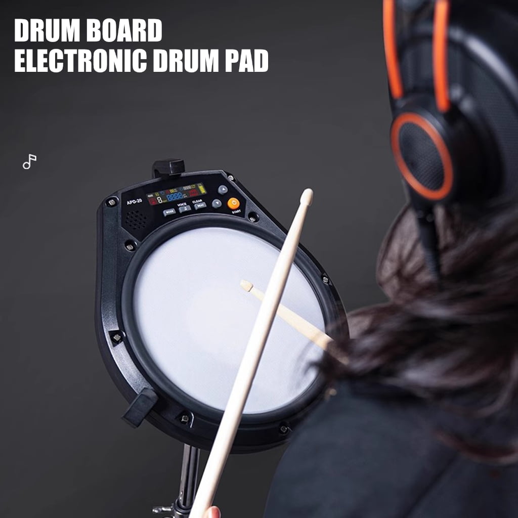 APD-20 Electronic Mute Drum Beating Board Electronic Drum Pad Vocal/Count/Speed Practice Modes Metronome Training Pad