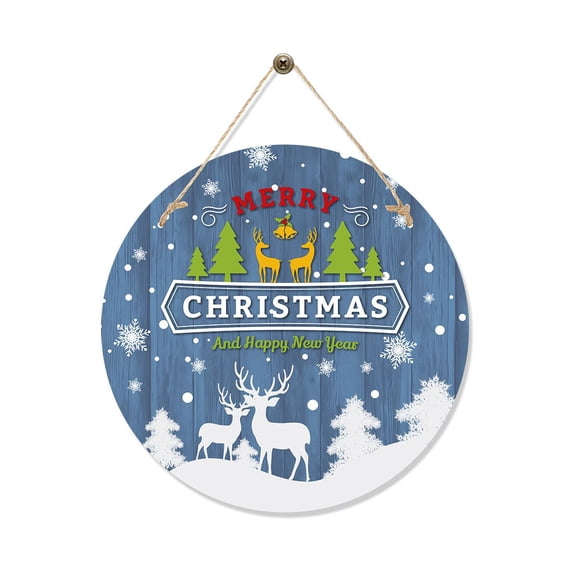 Merry Christmas Wreath for Front Door Christmas Paper Sign Xmas Wreath Wooden Decor Rustic Hanging Welcome Sign Xmas Outdoor Sign for Home Window Wall Farmhouse Decoration