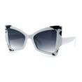 thumbnail image 4 of Womens Thick Plastic Oversized Cat Eye Butterfly Fashion Sunglasses White - Smoke, 4 of 8