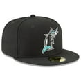 thumbnail image 3 of Men's New Era Black Florida Marlins Cooperstown Collection Wool 59FIFTY Fitted Hat, 3 of 4