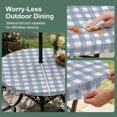thumbnail image 5 of Round Outdoor Tablecloth with Umbrella Hole and Zipper, Vintage Blue Check Tablecloth with Elastic Waterproof, Buffalo Plaid Farmhouse Country Stripe Patio Table Covers for 36" - 44" Pool Tables, 5 of 9