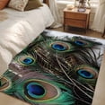 thumbnail image 4 of Peacock Feather Area Rugs 2.7'x5', Washable Small Throw Rugs for Kitchen Bedroom, Teal Blue Bird Feather Modern Art Printed Indoor Outdoor Rug Non-Slip Low Pile Carpet Runner Reversible Floor Mats, 4 of 8