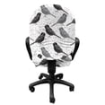 thumbnail image 3 of Birds Office Chair Slipcover, Silhouette of Damask Patterned Northern Mockingbirds on Fluctuating Leaves, Protective Stretch Decorative Fabric Cover, Standard Size, Grey Black White, by Ambesonne, 3 of 5