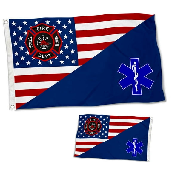 Double Sided First Responder Firefighter EMT Flag Banner with Brass Grommets 3x5 Feet