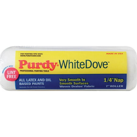 Purdy White Dove 662071 Paint Roller Cover, Latex, Oil-Based Paint, 1/4 in Thick Nap, 1-1/2 in Core, Dralon Fabric