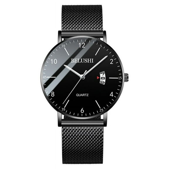 Belushi New Trendy Leather Mesh Steel Belt Waterproof Luminous Watch Student Quartz Watch Men's Watch