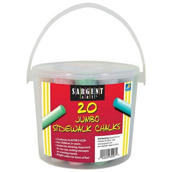 Sargent Art SAR665097-6 Jumbo Sidewalk Chalk Bucket - 20 Count - Pack of 6