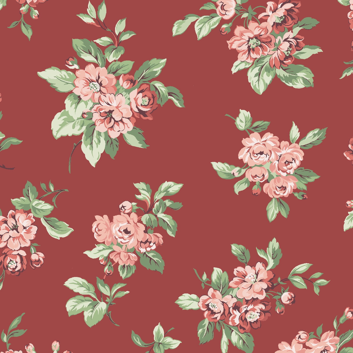 Waverly Inspirations Cotton Duck 54" Farmhouse Flower Red Color Sewing Fabric By the Bolt