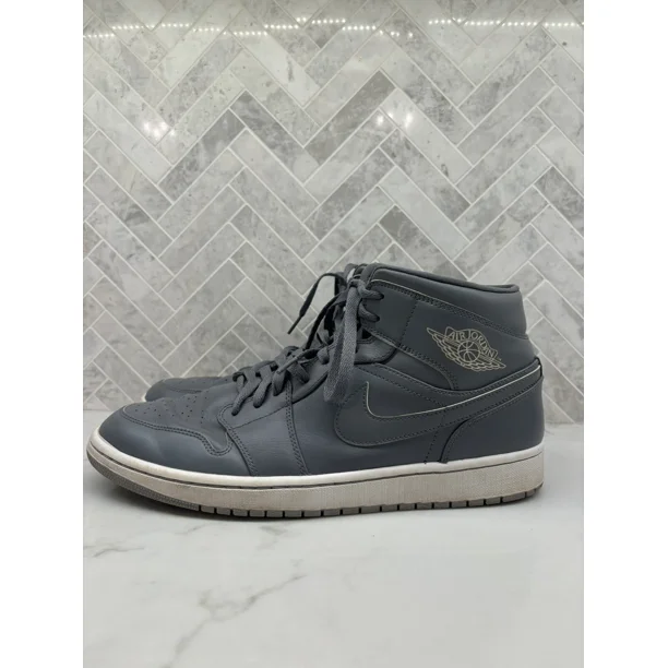 N I-K-E A i r-Jor-dan 1 Mid Cool Grey Mens 12 Basketball Sneakers Shoes 554724-031