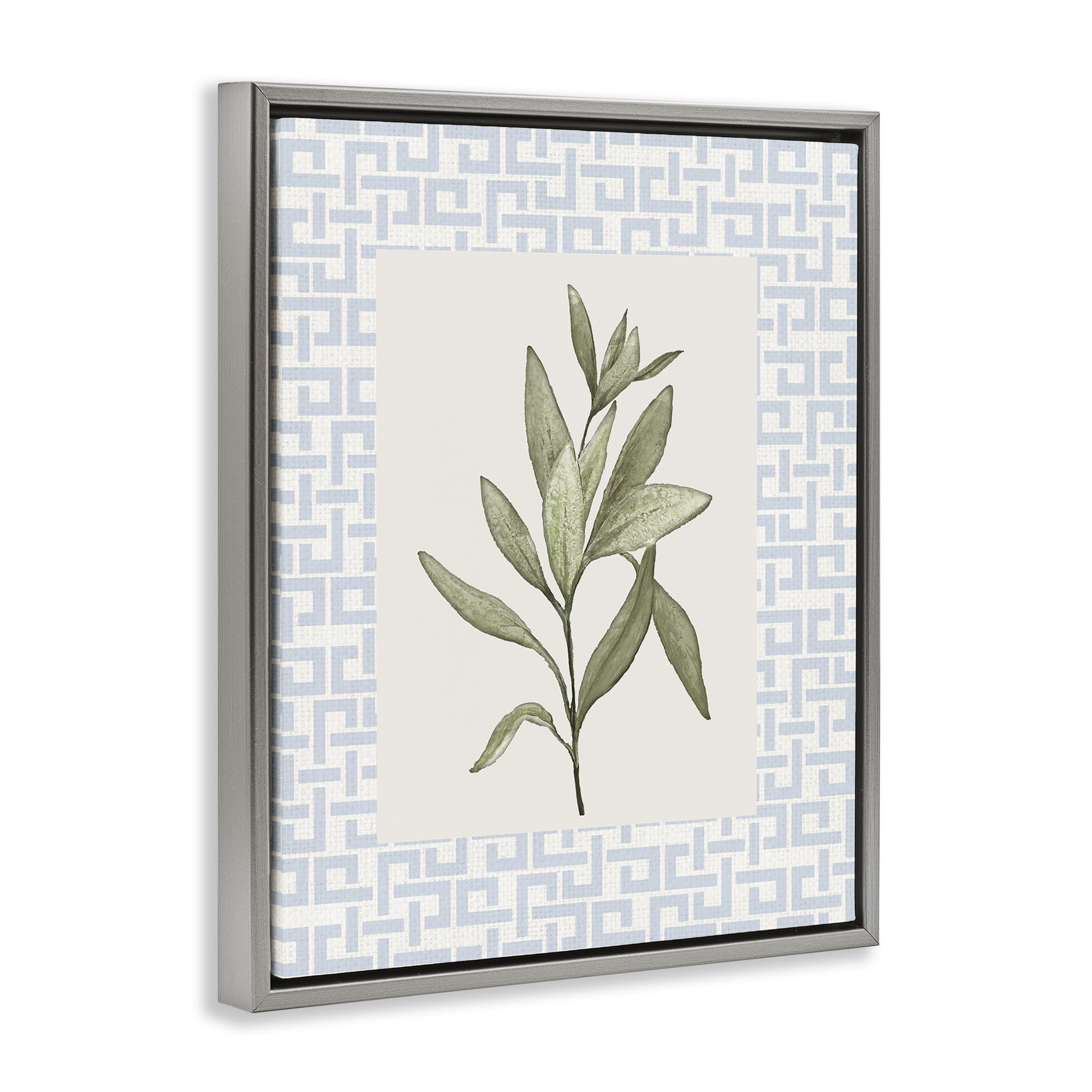 Stupell Industries Leafy Fresh Herb Gray Framed Floater Canvas Wall Art, design by Diannart