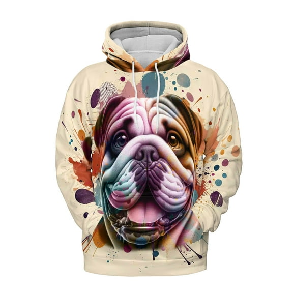 Bulldog Portrait Watercolor Vintage Retro Styles All Over Print 3D Hoodie Unisex Merch Hoodies Dog Lover Gifts Idea - 00001