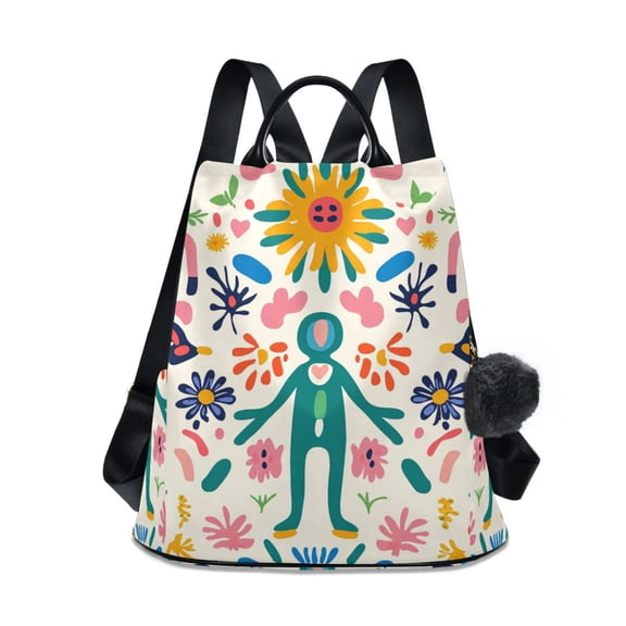 FORMRS Women's Travel Backpack Purse Anti-Theft Hidden Pockets Casual Shoulder Bag, Abstract Floral