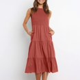 thumbnail image 3 of Women Summer Casual Midi Maxi Dress Boho Sleeveless Smocked A Line Long Dress Comfy Summer Dresses Dresses for Small Women Casual Long Dress for Women Women Work Dresses Ruffle Dress Women Womens, 3 of 7